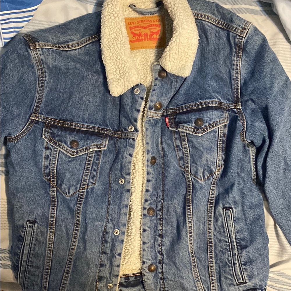 Levi's Blue Denim Sherpa Jacket